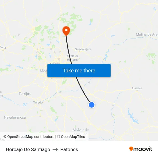 Horcajo De Santiago to Patones map