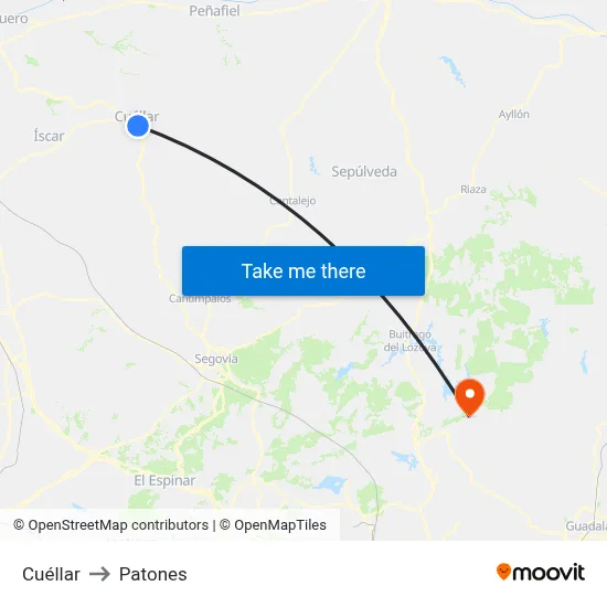 Cuéllar to Patones map