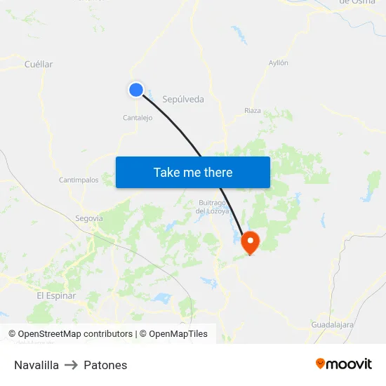 Navalilla to Patones map