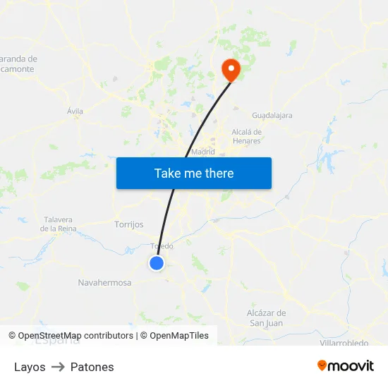 Layos to Patones map