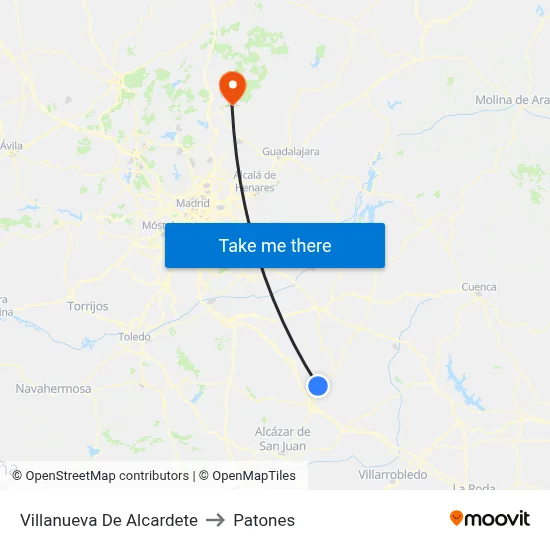 Villanueva De Alcardete to Patones map