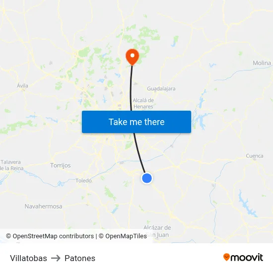 Villatobas to Patones map