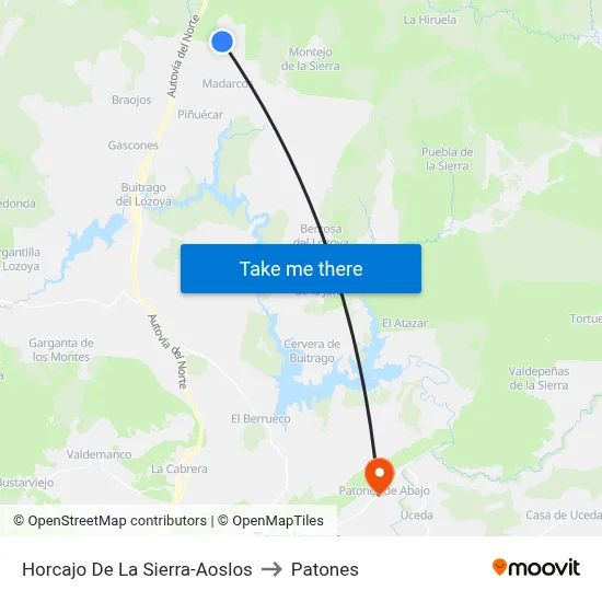 Horcajo De La Sierra-Aoslos to Patones map