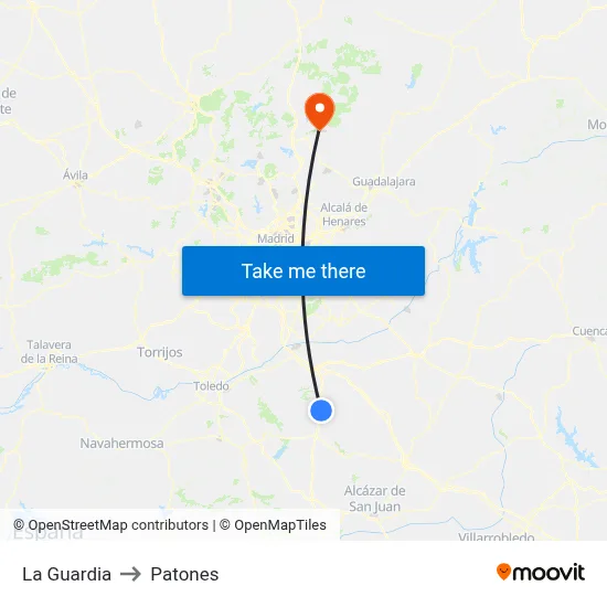 La Guardia to Patones map