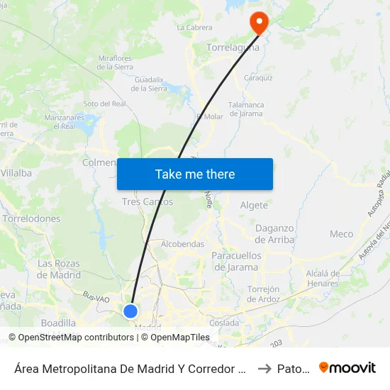 Área Metropolitana De Madrid Y Corredor Del Henares to Patones map
