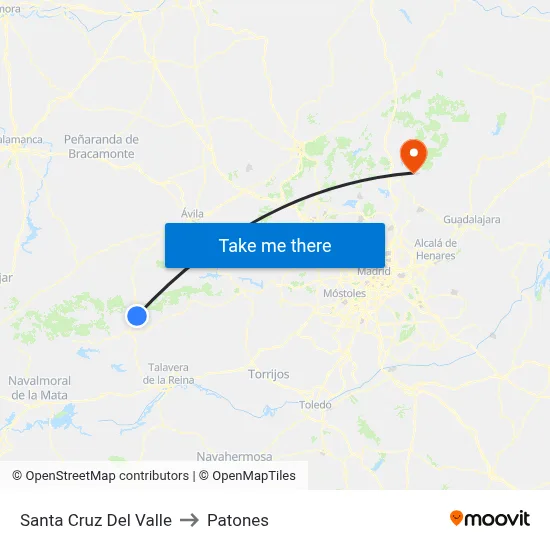 Santa Cruz Del Valle to Patones map
