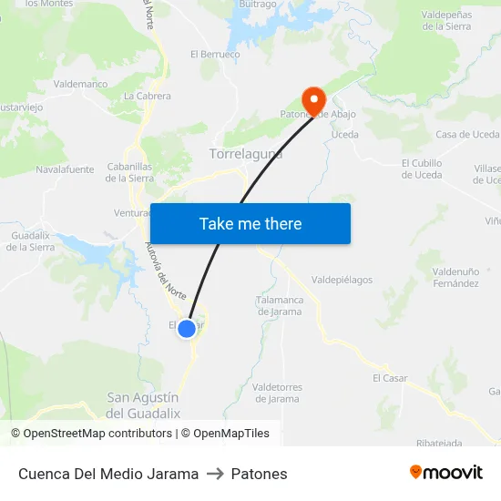 Cuenca Del Medio Jarama to Patones map