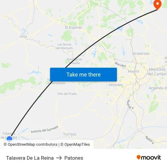 Talavera De La Reina to Patones map