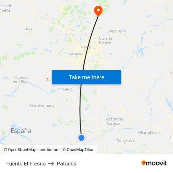 Fuente El Fresno to Patones map