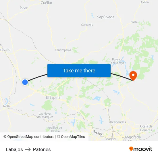 Labajos to Patones map