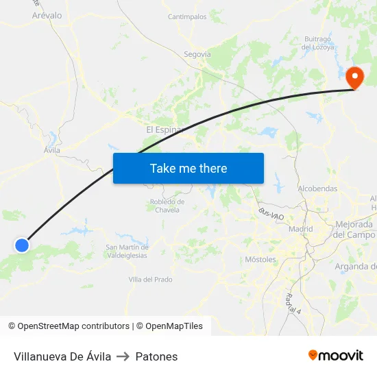 Villanueva De Ávila to Patones map