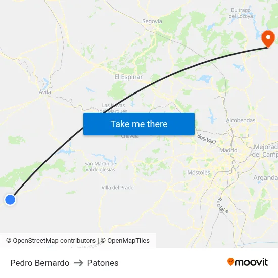 Pedro Bernardo to Patones map
