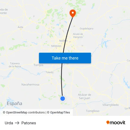 Urda to Patones map