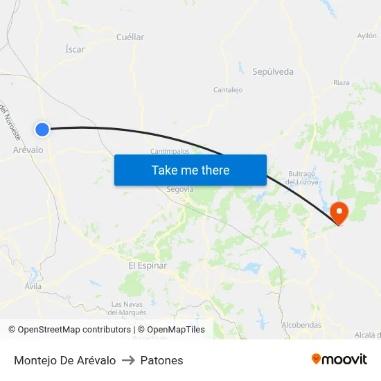 Montejo De Arévalo to Patones map