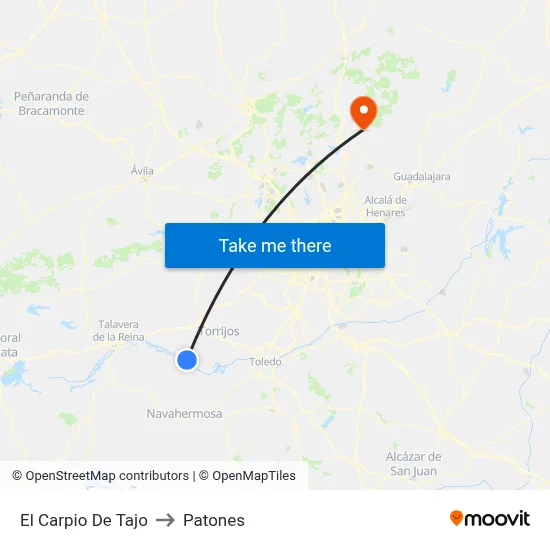 El Carpio De Tajo to Patones map