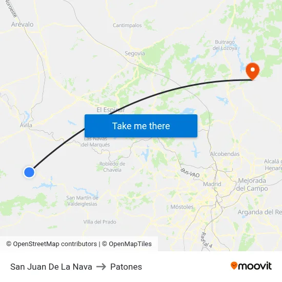 San Juan De La Nava to Patones map