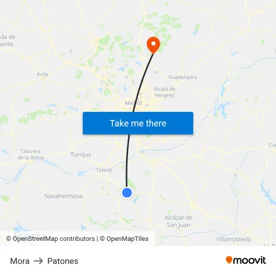 Mora to Patones map