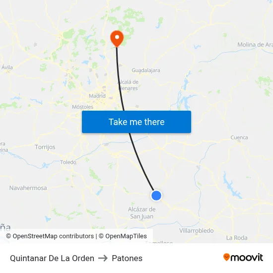 Quintanar De La Orden to Patones map