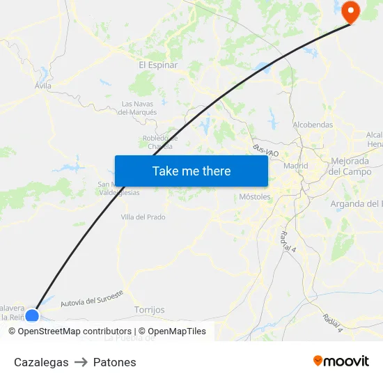 Cazalegas to Patones map
