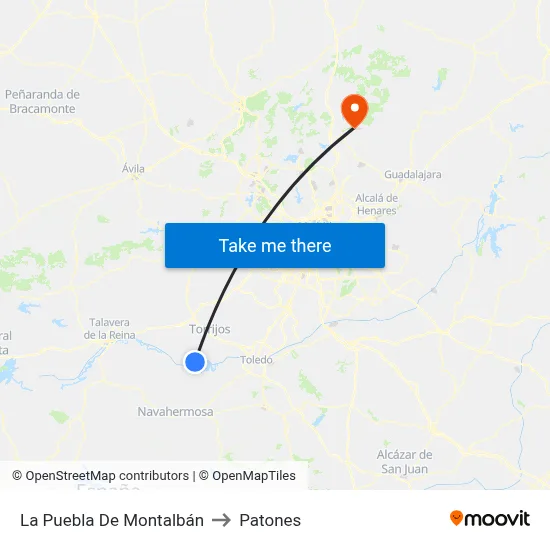La Puebla De Montalbán to Patones map