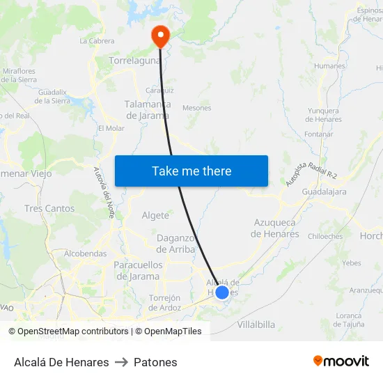 Alcalá De Henares to Patones map