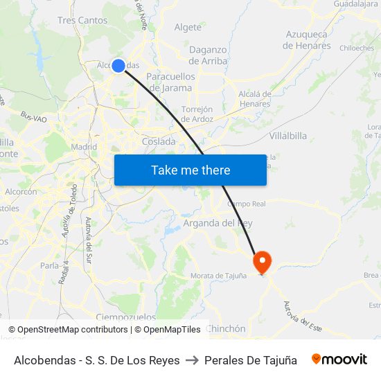 Alcobendas - S. S. De Los Reyes to Perales De Tajuña map