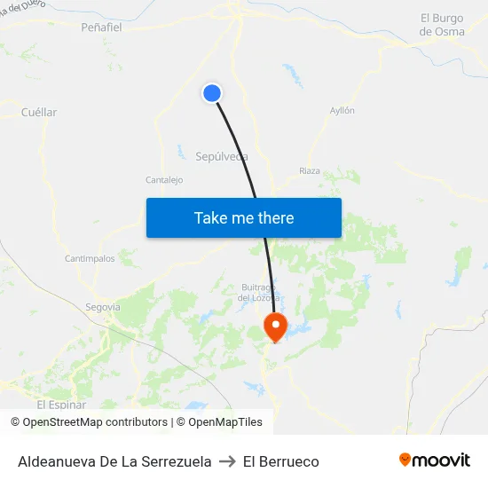 Aldeanueva De La Serrezuela to El Berrueco map