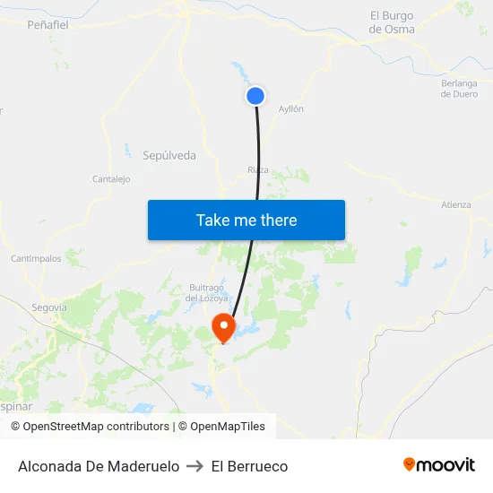 Alconada De Maderuelo to El Berrueco map
