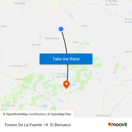 Fresno De La Fuente to El Berrueco map