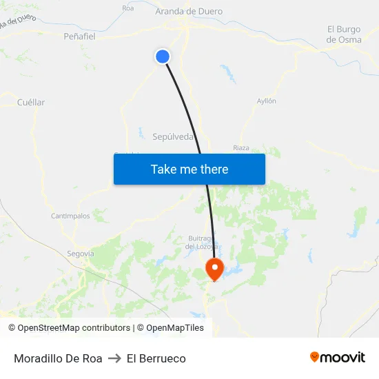 Moradillo De Roa to El Berrueco map