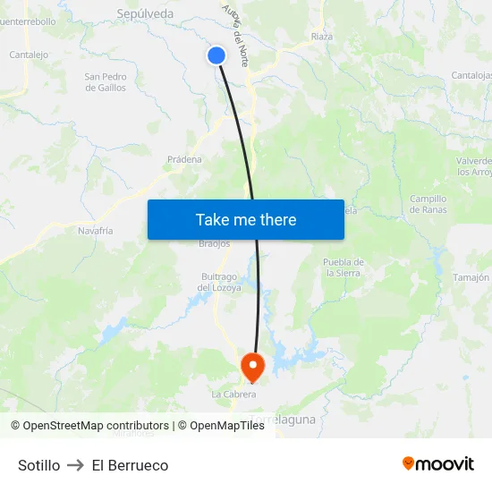 Sotillo to El Berrueco map