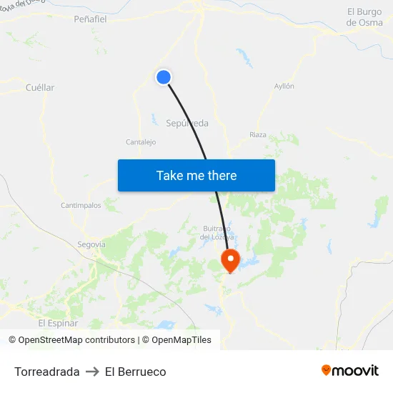 Torreadrada to El Berrueco map