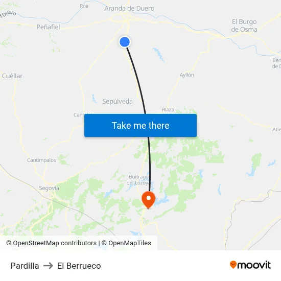 Pardilla to El Berrueco map