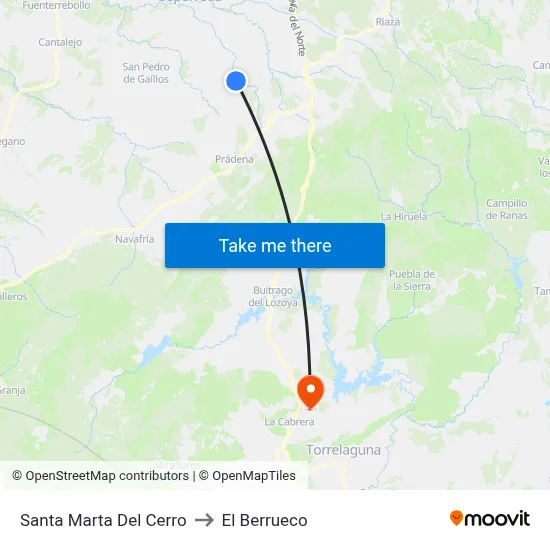 Santa Marta Del Cerro to El Berrueco map