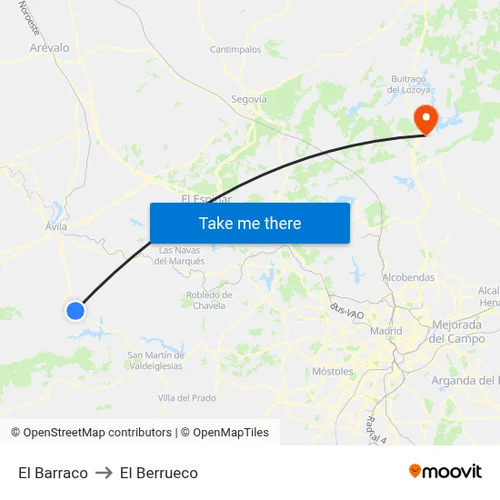 El Barraco to El Berrueco map