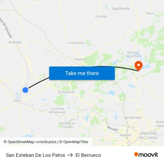 San Esteban De Los Patos to El Berrueco map