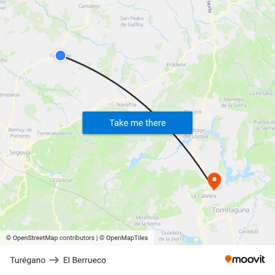 Turégano to El Berrueco map