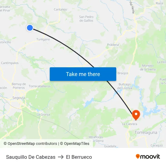 Sauquillo De Cabezas to El Berrueco map