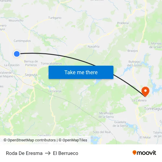 Roda De Eresma to El Berrueco map