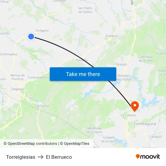 Torreiglesias to El Berrueco map