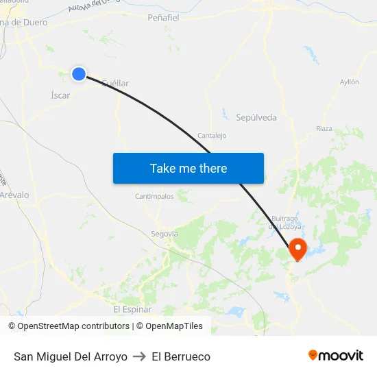 San Miguel Del Arroyo to El Berrueco map