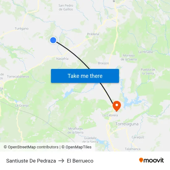 Santiuste De Pedraza to El Berrueco map