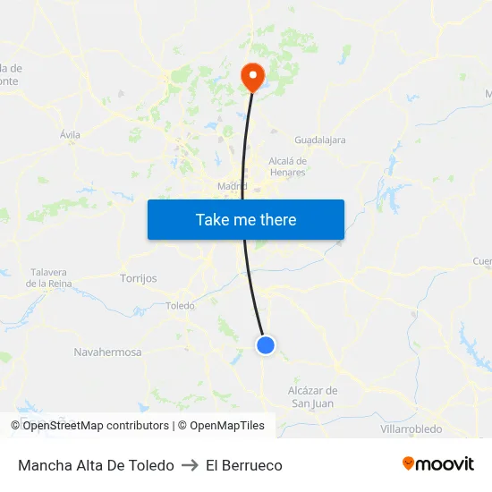 Mancha Alta De Toledo to El Berrueco map