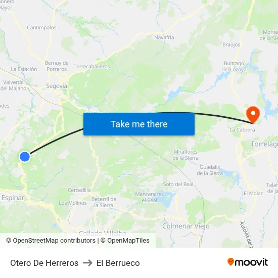 Otero De Herreros to El Berrueco map