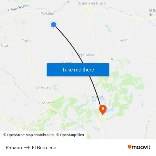 Rábano to El Berrueco map