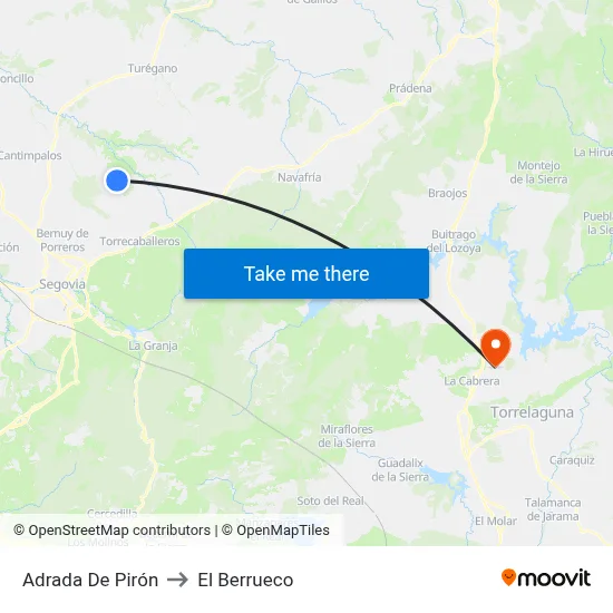 Adrada De Pirón to El Berrueco map
