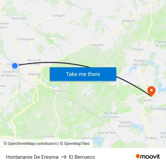 Hontanares De Eresma to El Berrueco map