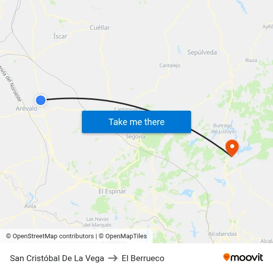 San Cristóbal De La Vega to El Berrueco map