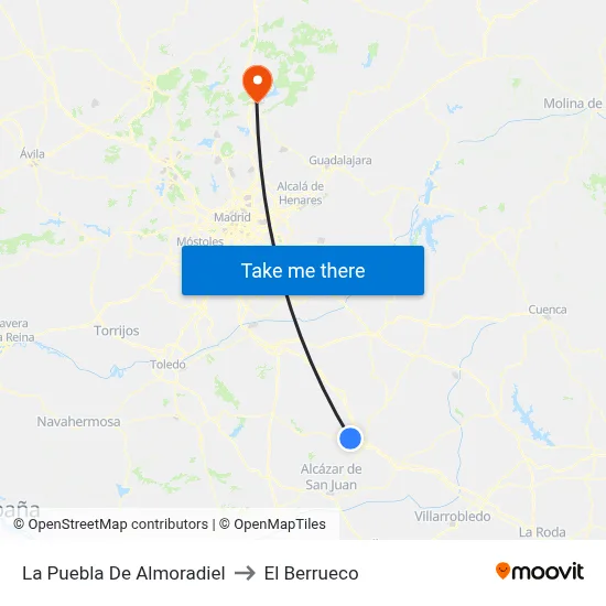 La Puebla De Almoradiel to El Berrueco map