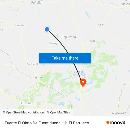 Fuente El Olmo De Fuentidueña to El Berrueco map